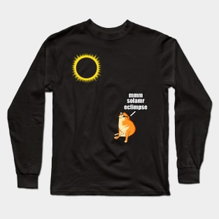 Solar Eclipse 2024 Cheems Looking Concealment of the Sun Long Sleeve T-Shirt